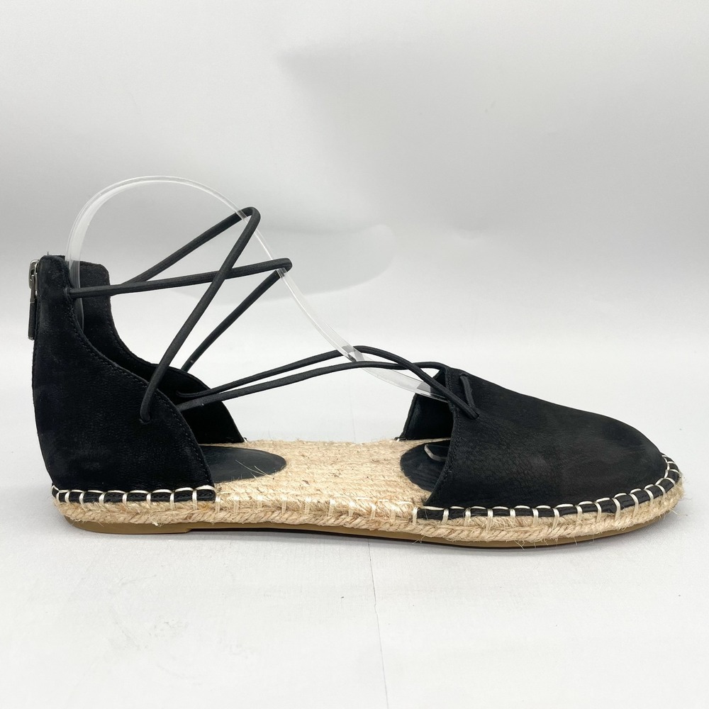 Eileen Fisher Womens 9 Lace Espadrilles Sandals Shoe‎ Black Nubuck Casual Flat